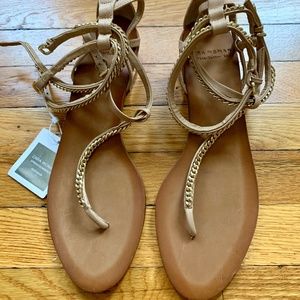 Zara Woman Gold Chain Sandals - Size 8